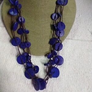 Purple button cord necklace button closure